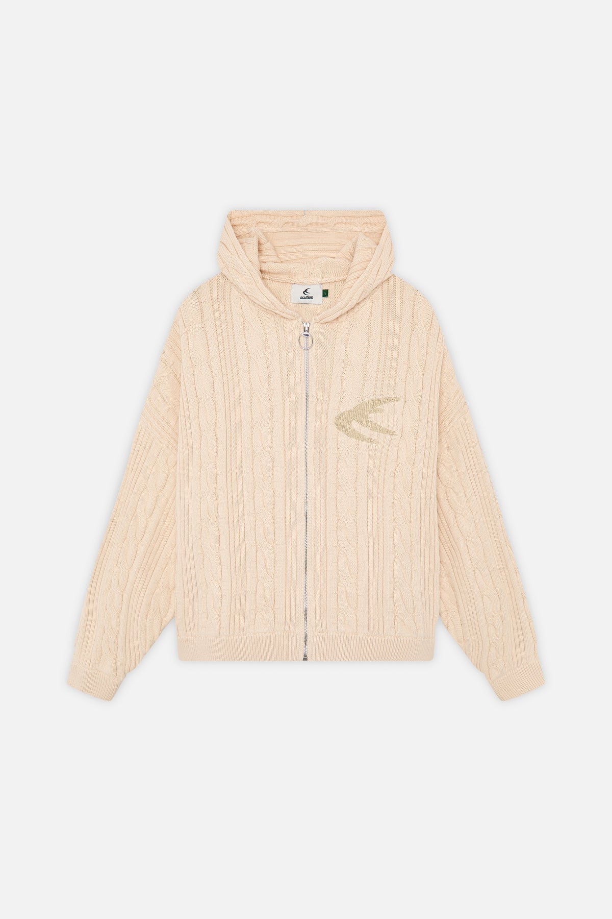 Latte Ecru Strickpullover mit Reißverschluss