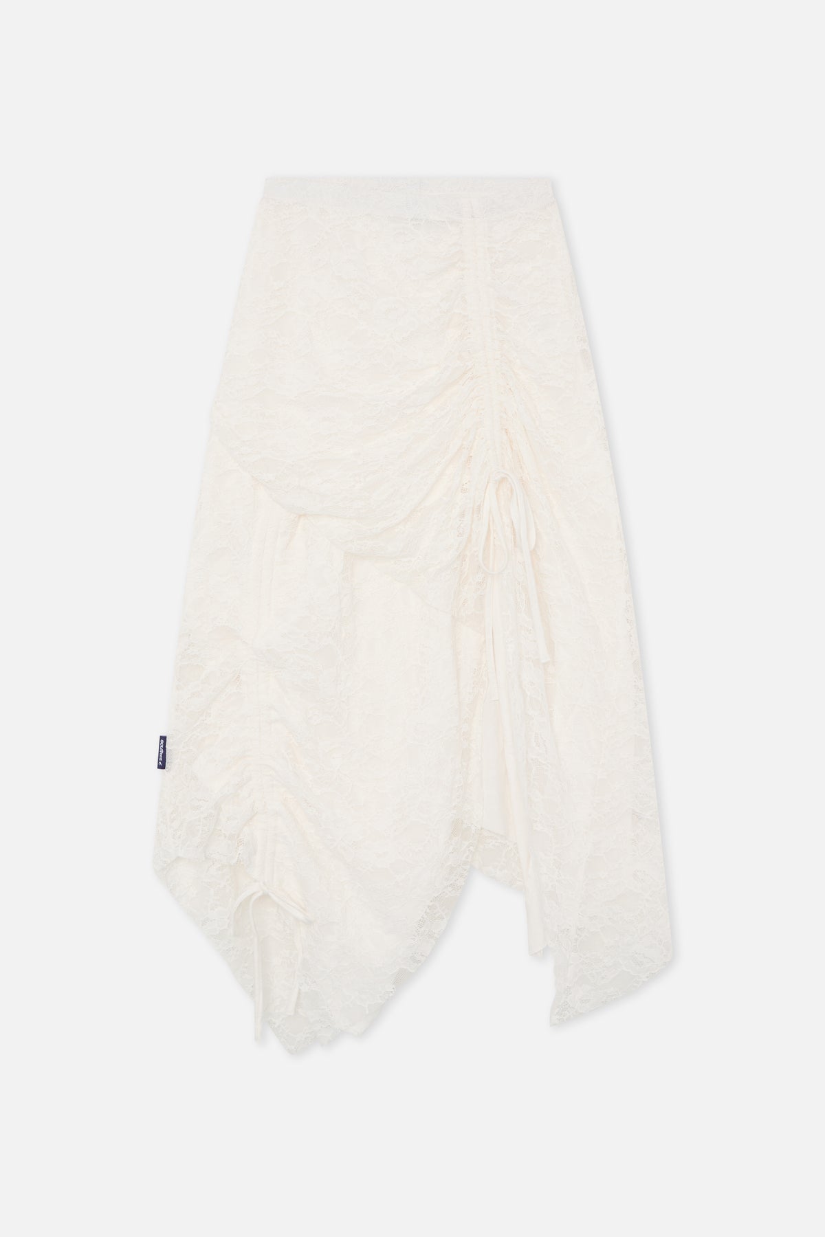 Asymmetrischer weißer Spitzenrock