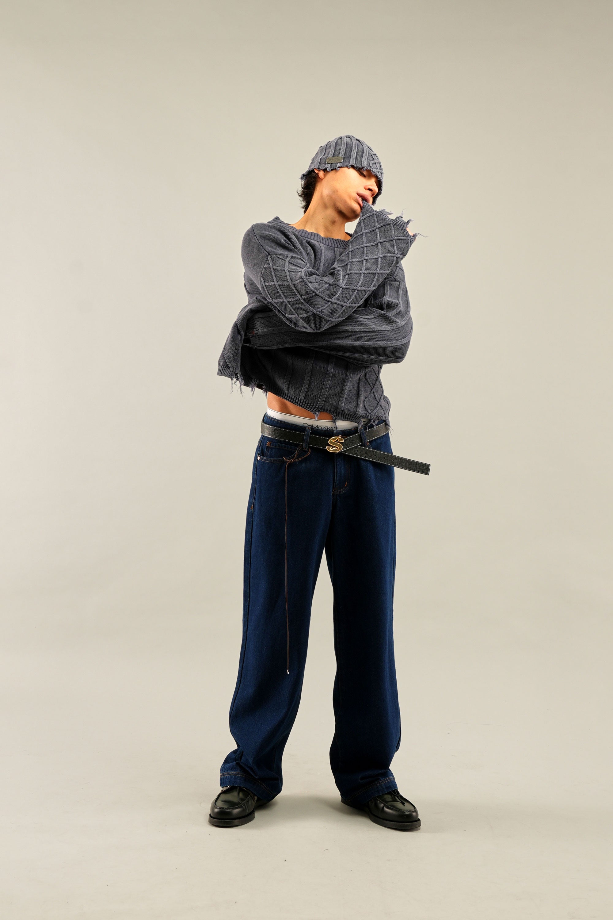 Übergroßes Trench-Trikot in Marineblau