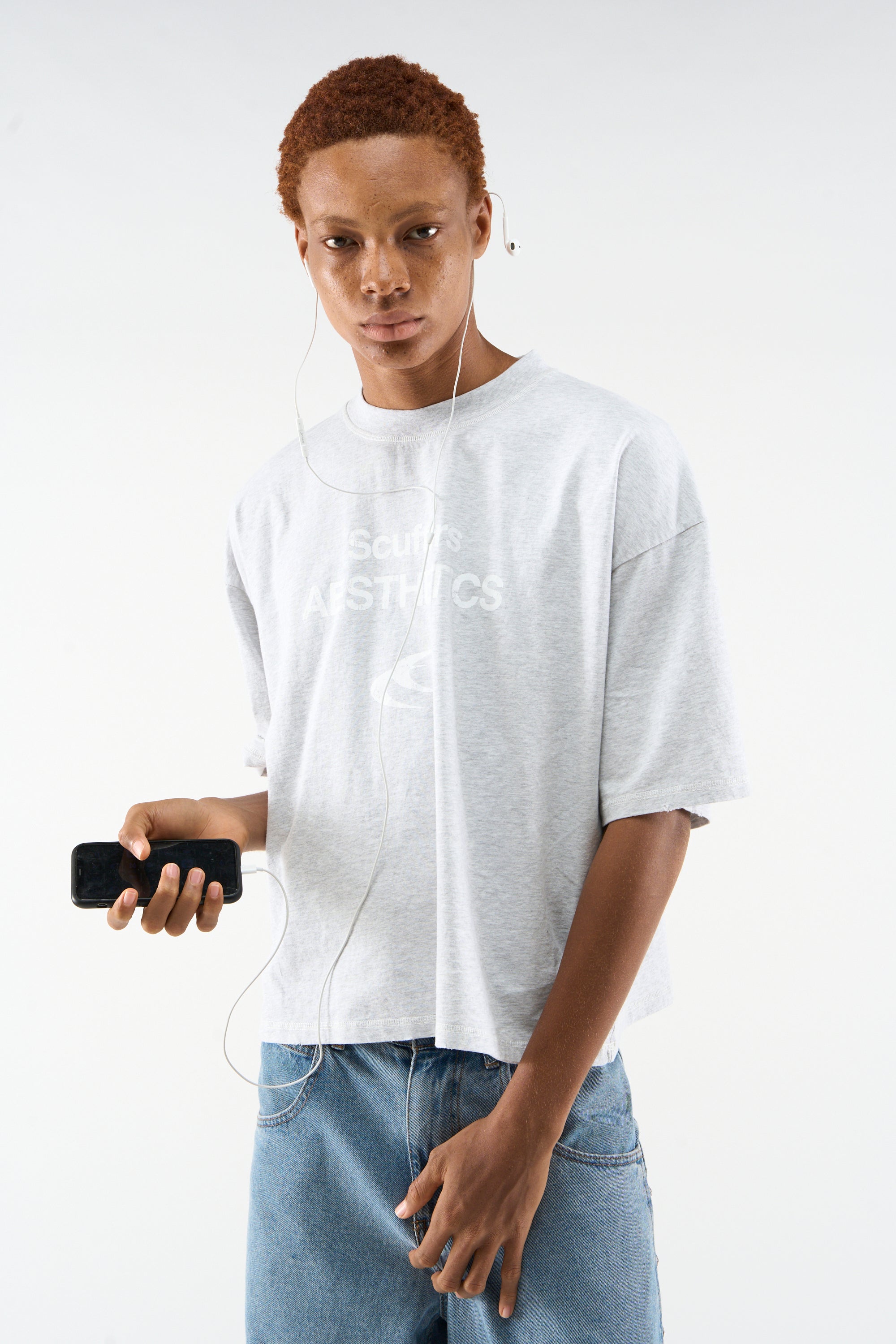 Nobrand Hellgraues Melange-T-Shirt