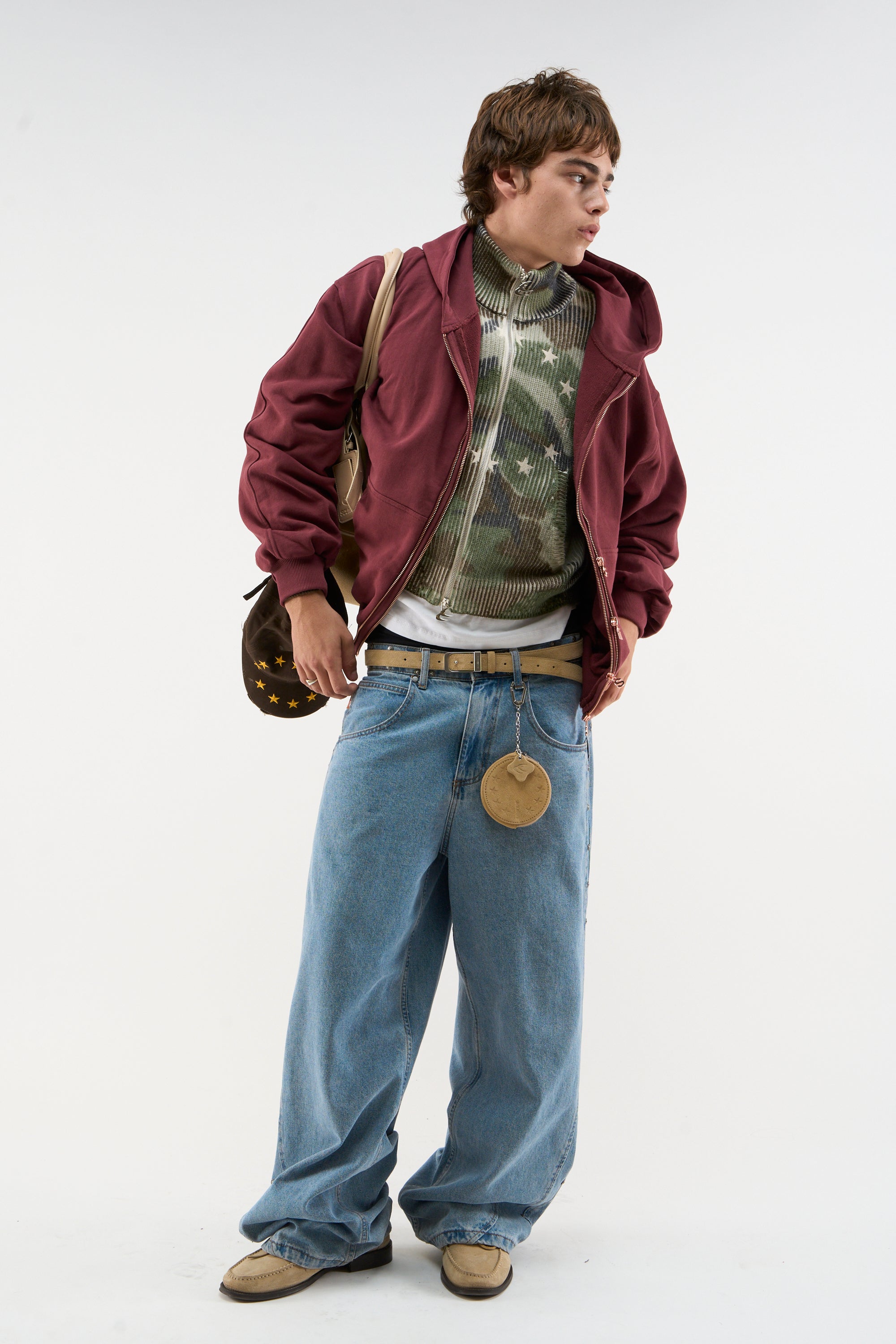 Wildledergürtel in Ecru