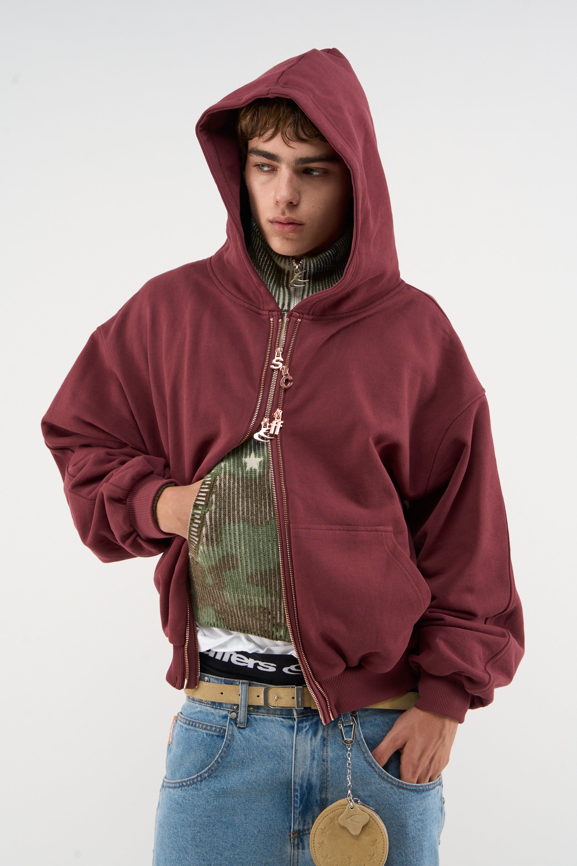 Stahl-Burgunderfarbener Reißverschluss