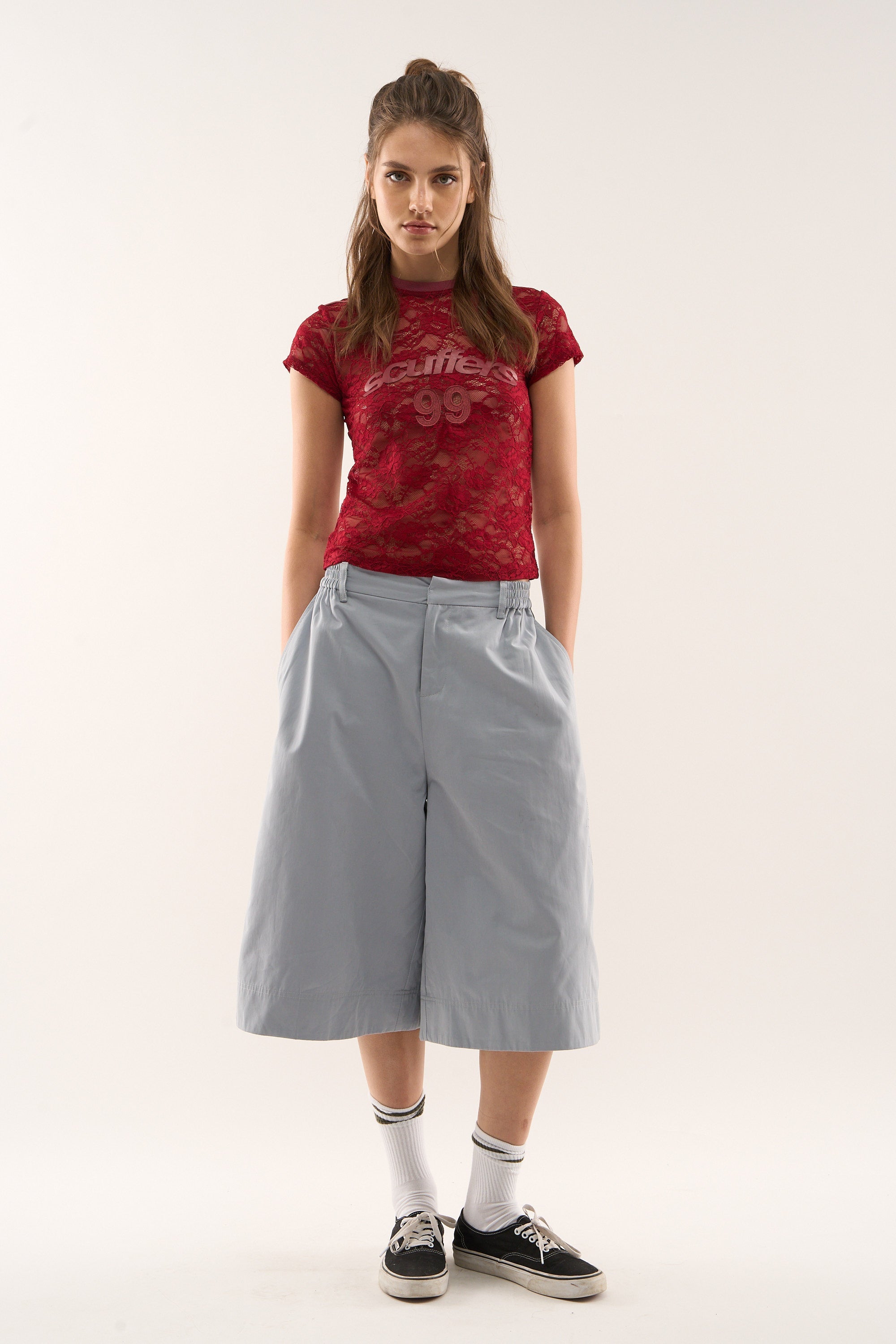 99 Lace Burgunderrotes Top