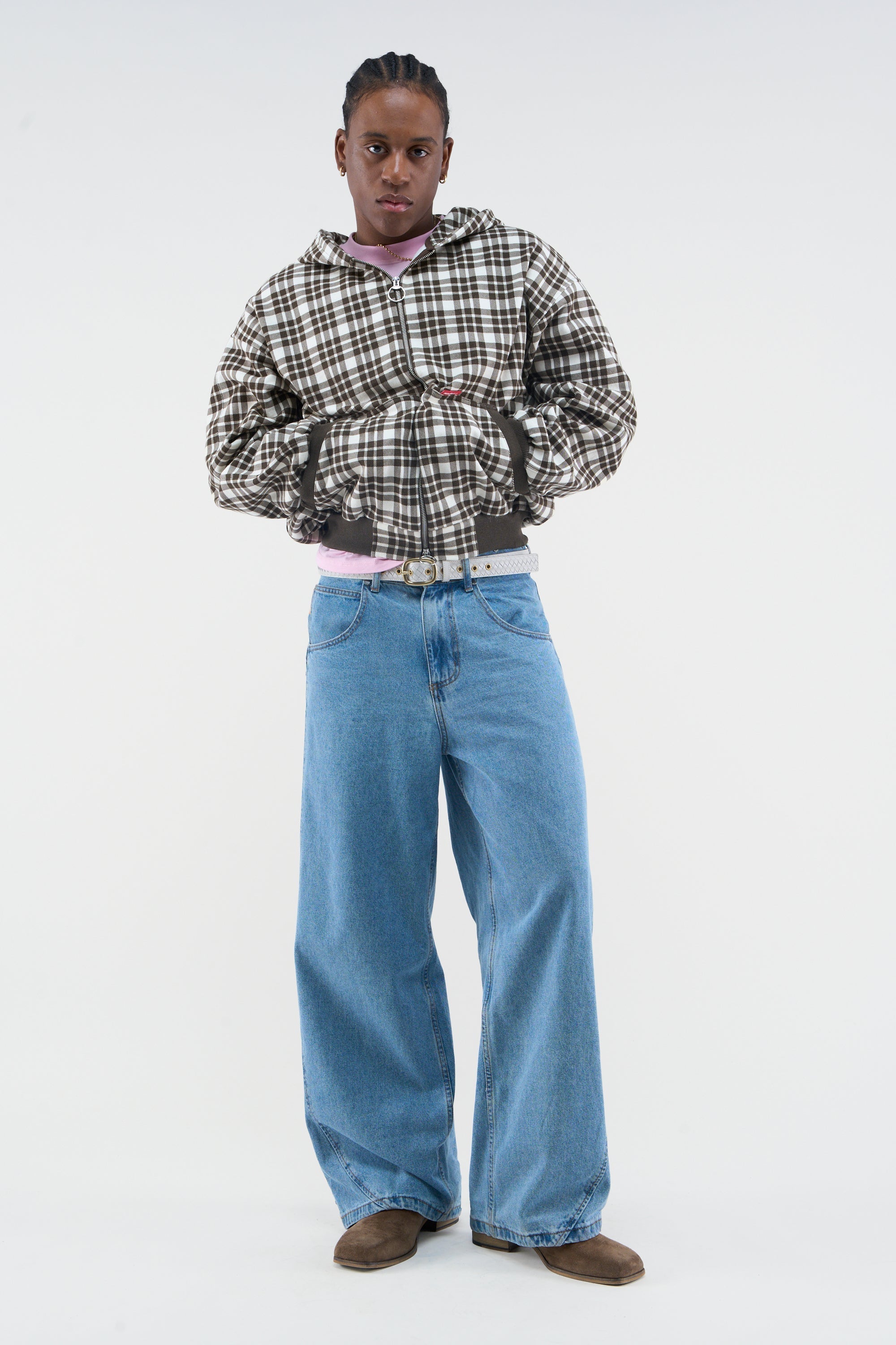 Scff braun karierter Reißverschluss