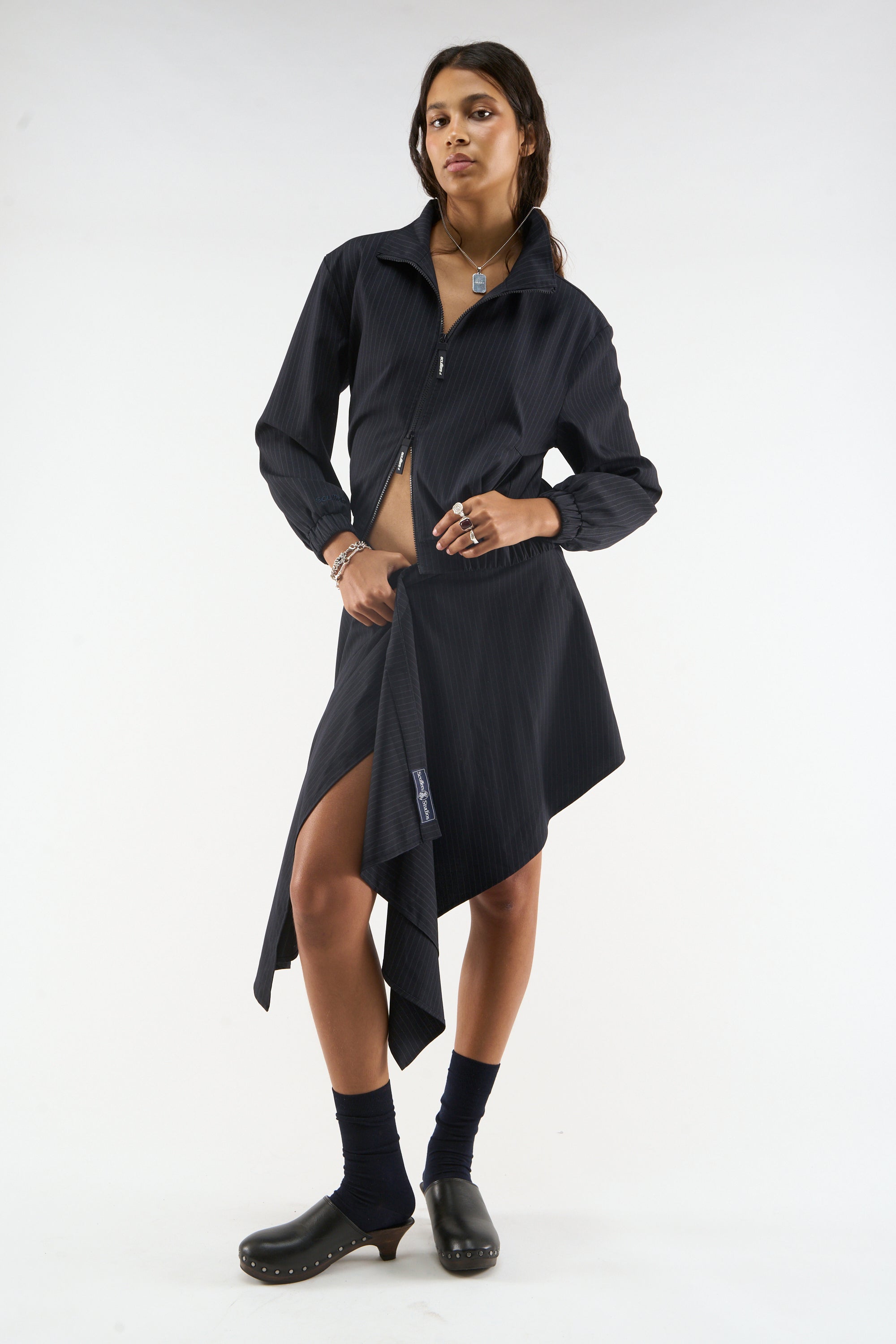 Nautica Marineblauer Nadelstreifenrock