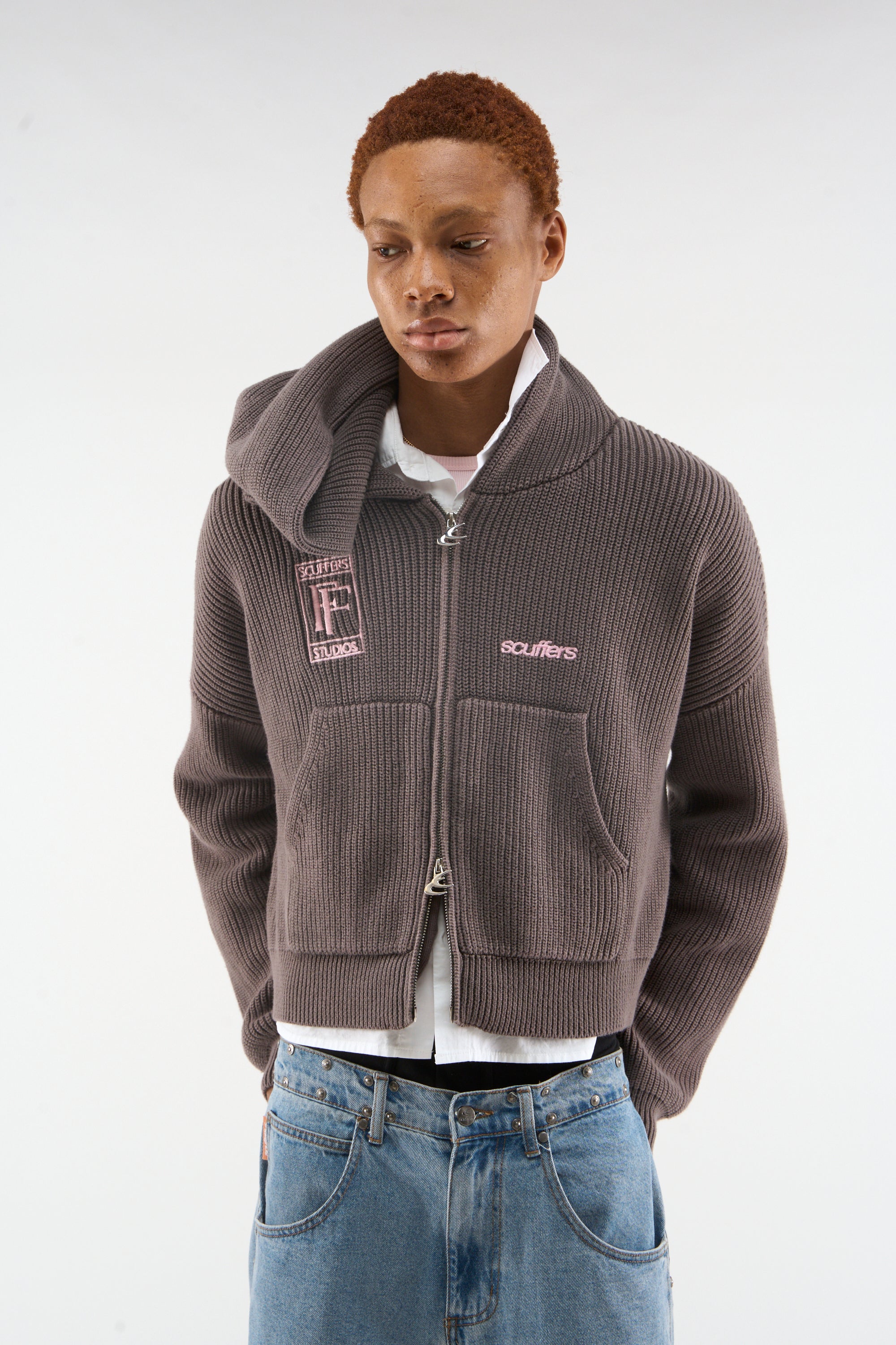 Signalbrauner Strickreißverschluss