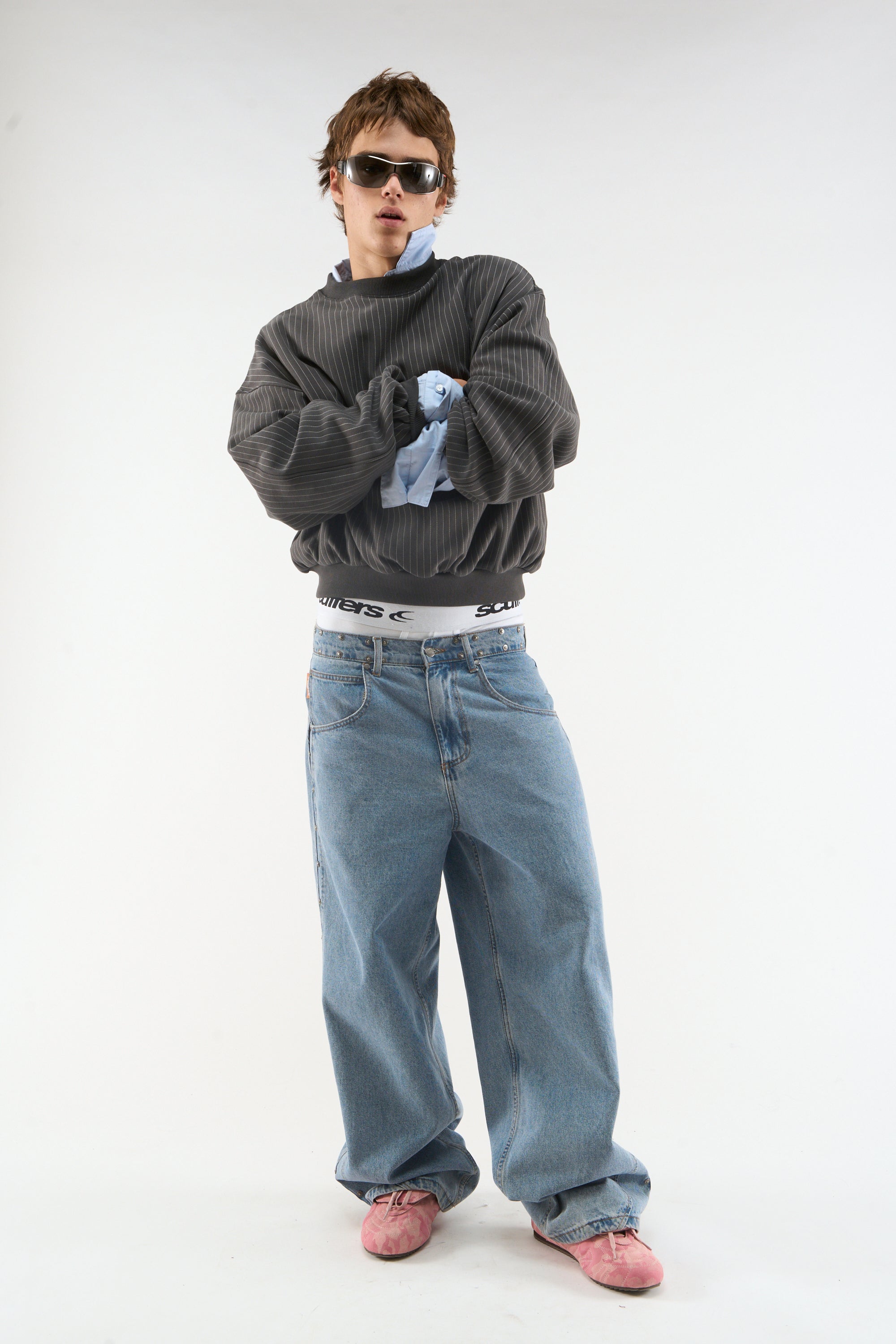 Nadelstreifen-Pullover in Dunkelgrau