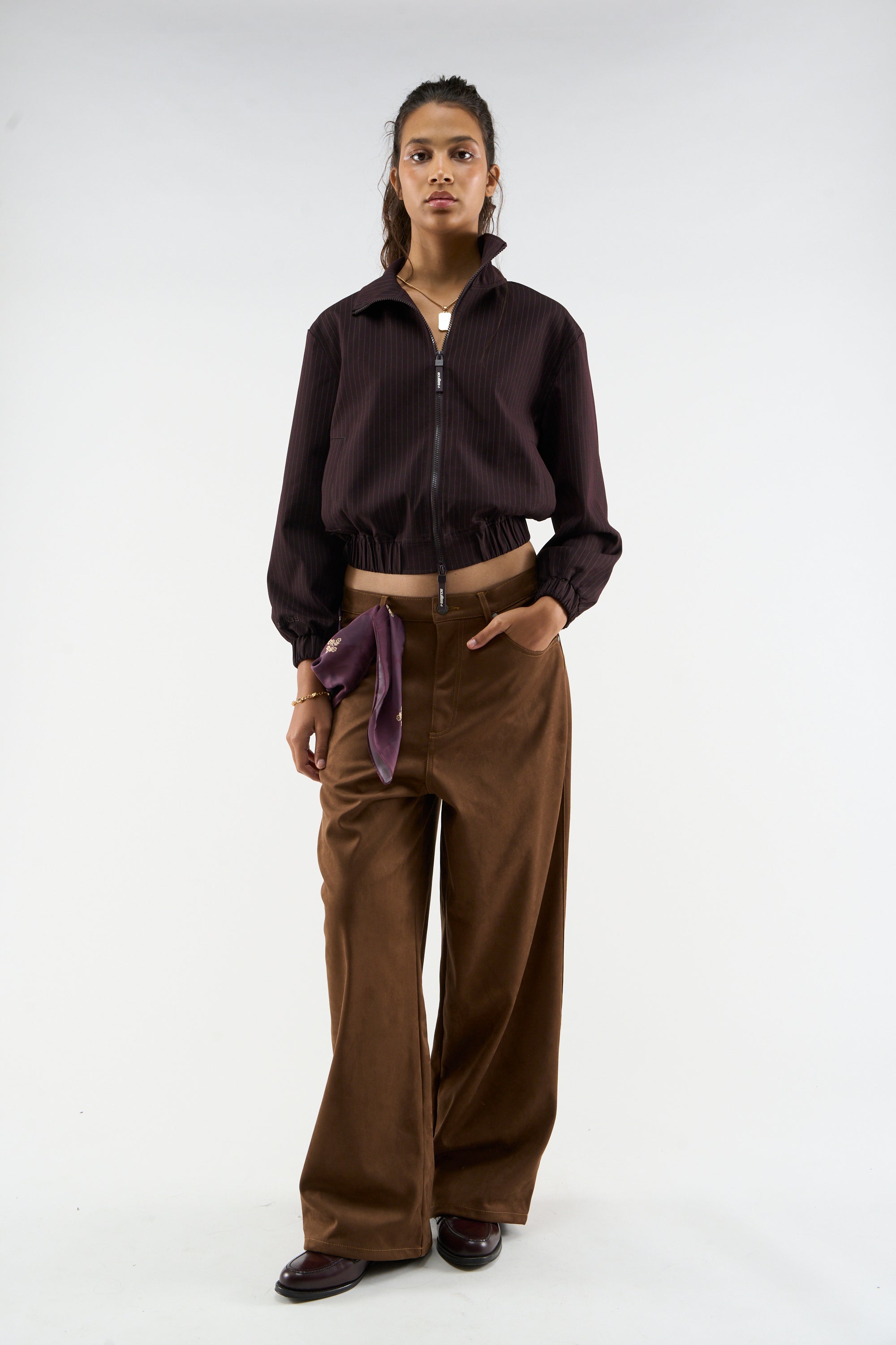 Nautica Burgunderfarbene Nadelstreifenjacke