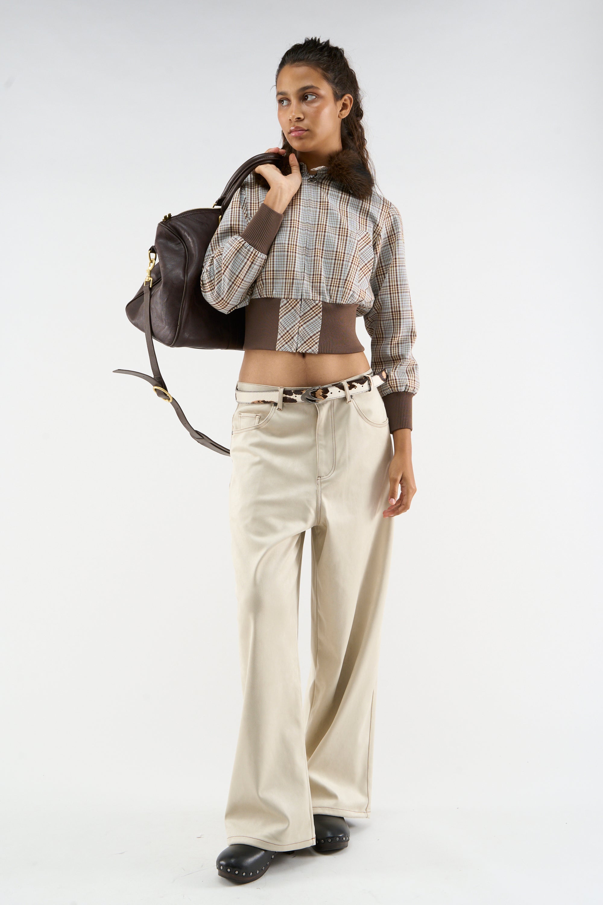 karierte braune Harrington-Jacke