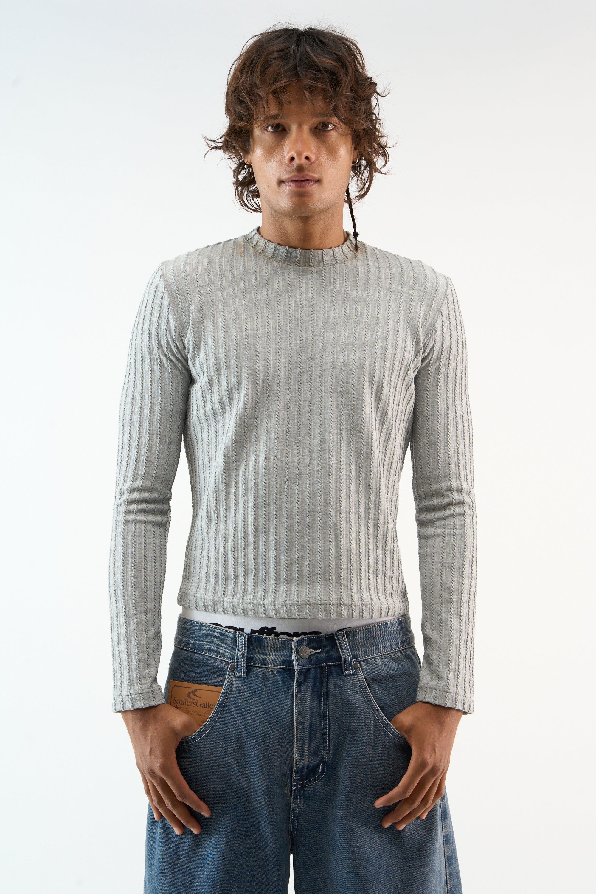 Elegantes graues Langarmshirt