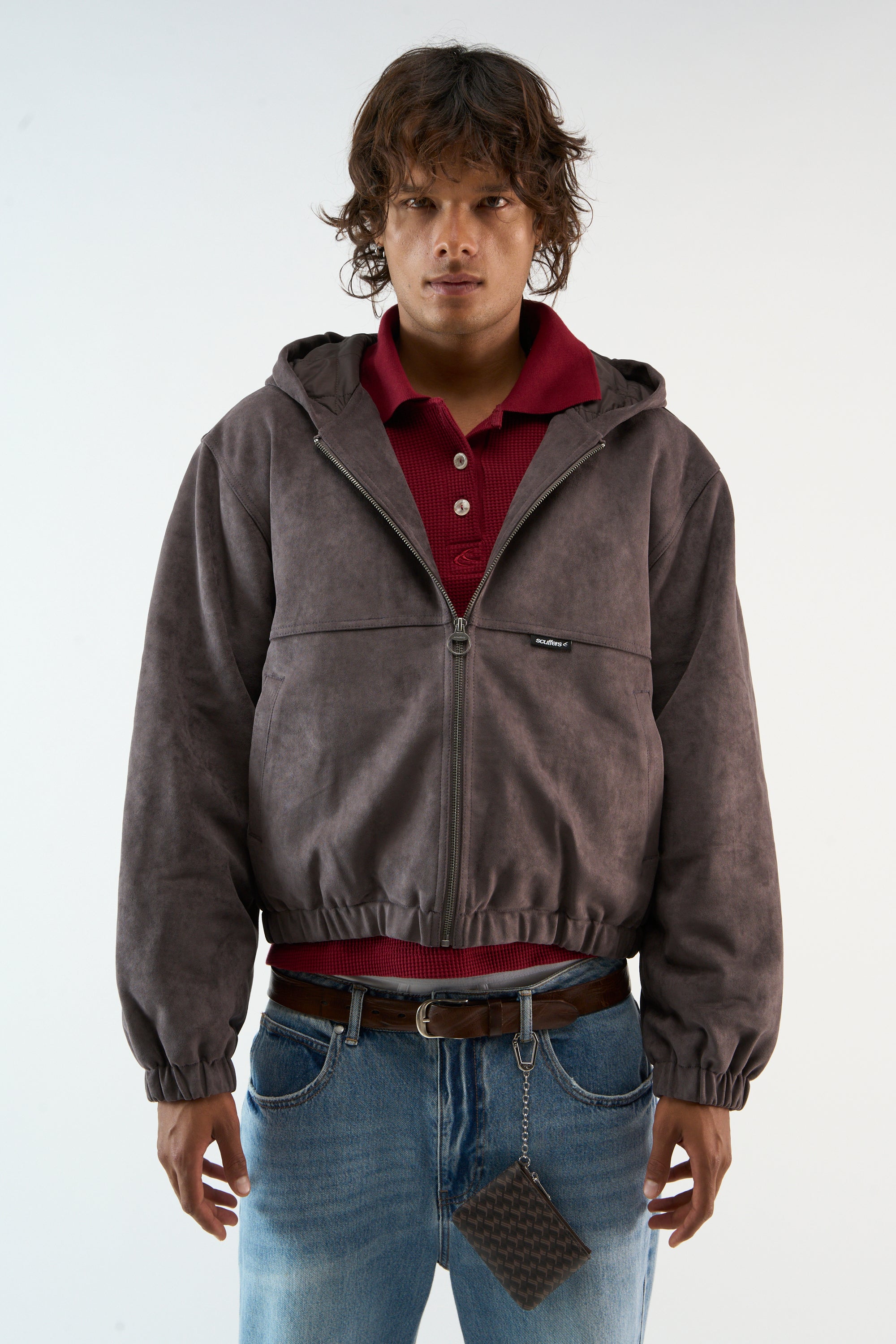 Arbeitsjacke aus dunklem Wildleder