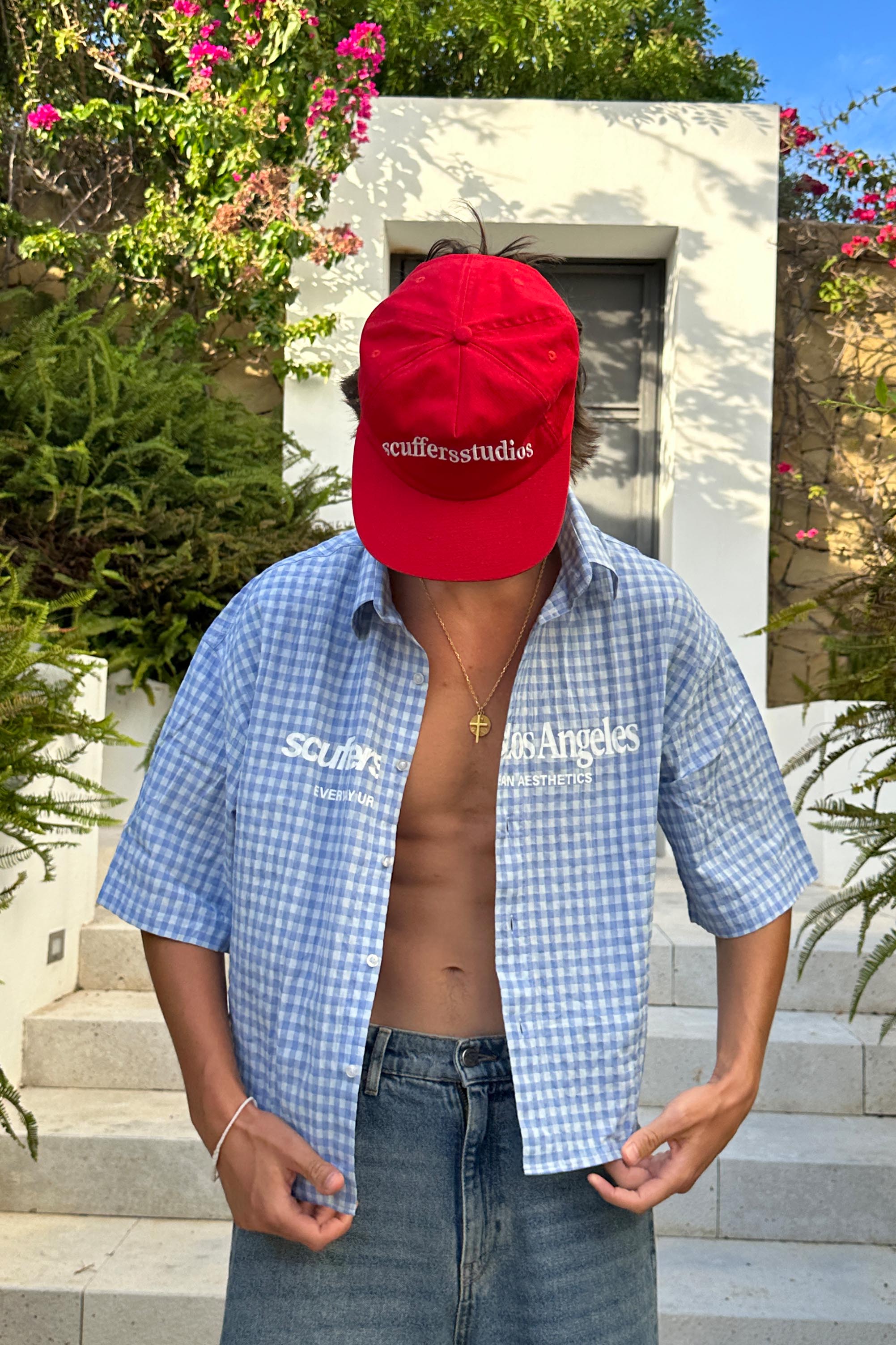 Noch nicht LA ​​Blau kariertes Hemd