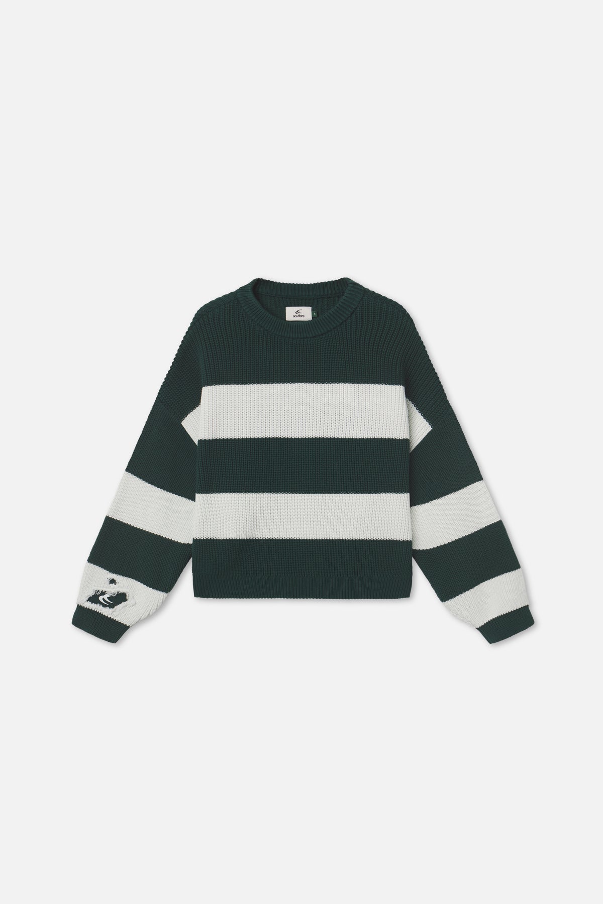 Lochgrün &amp; Weiß Strick