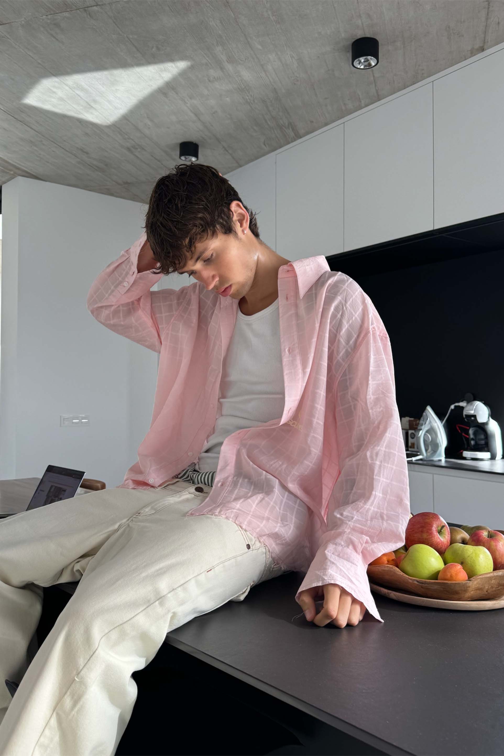 70er-Jahre-Sommer-Lachshemd