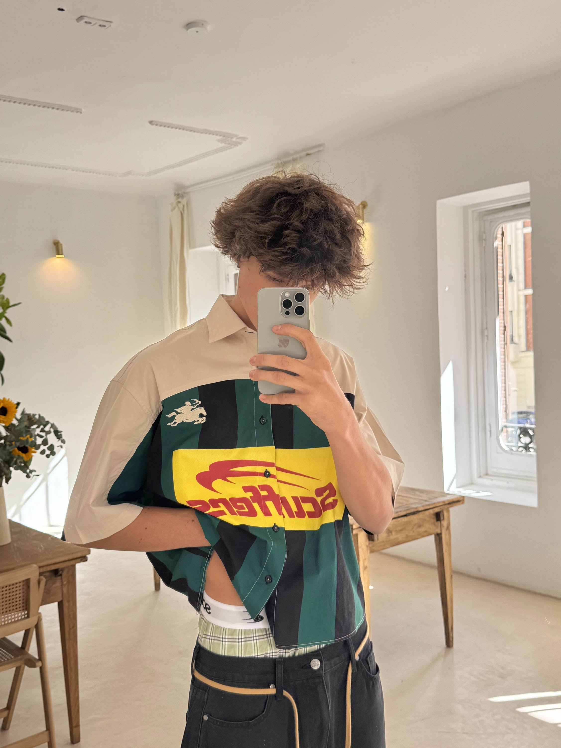 Forza Ecru &amp; Grünes Hemd