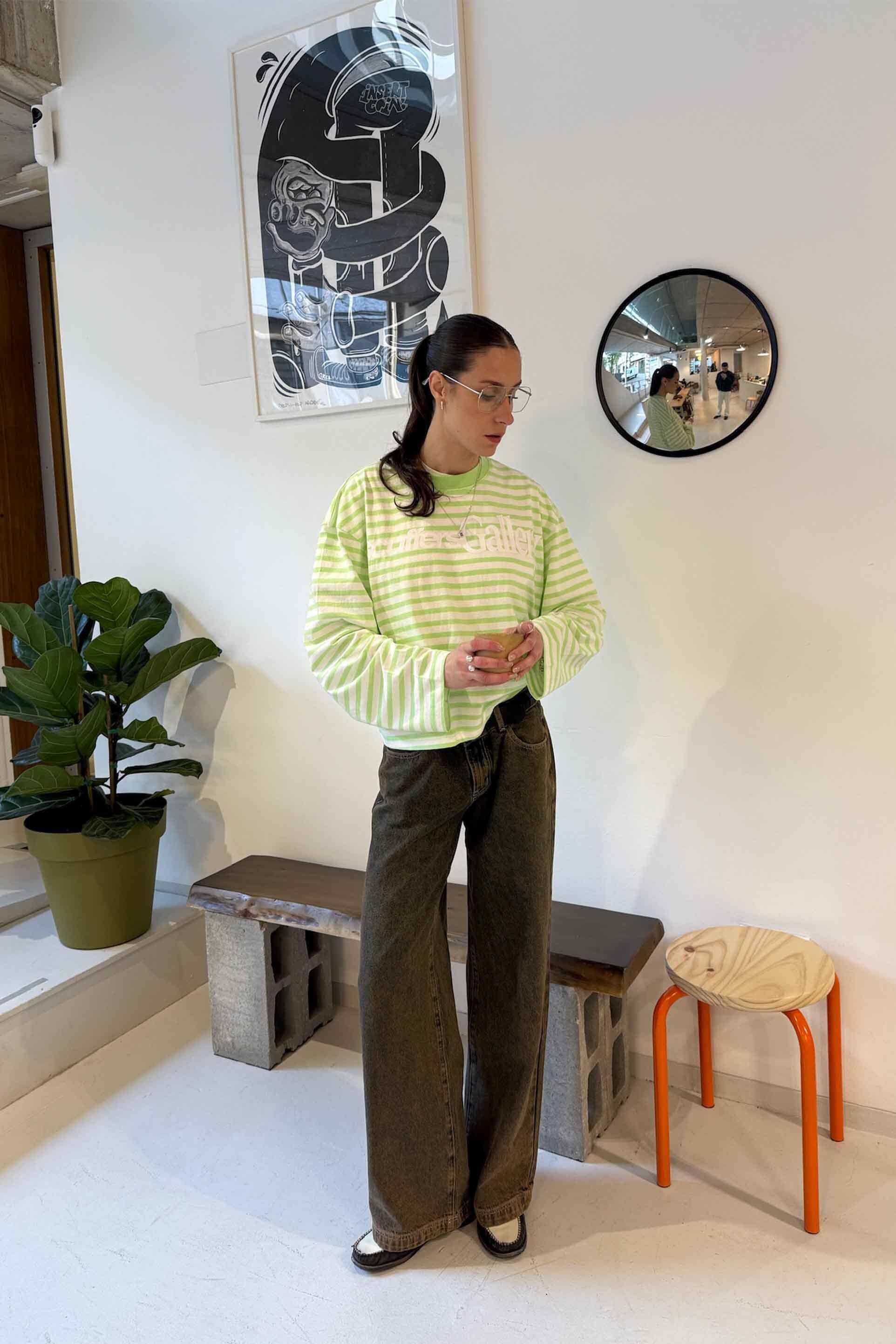 Curator Grün &amp; Weiß Langarm