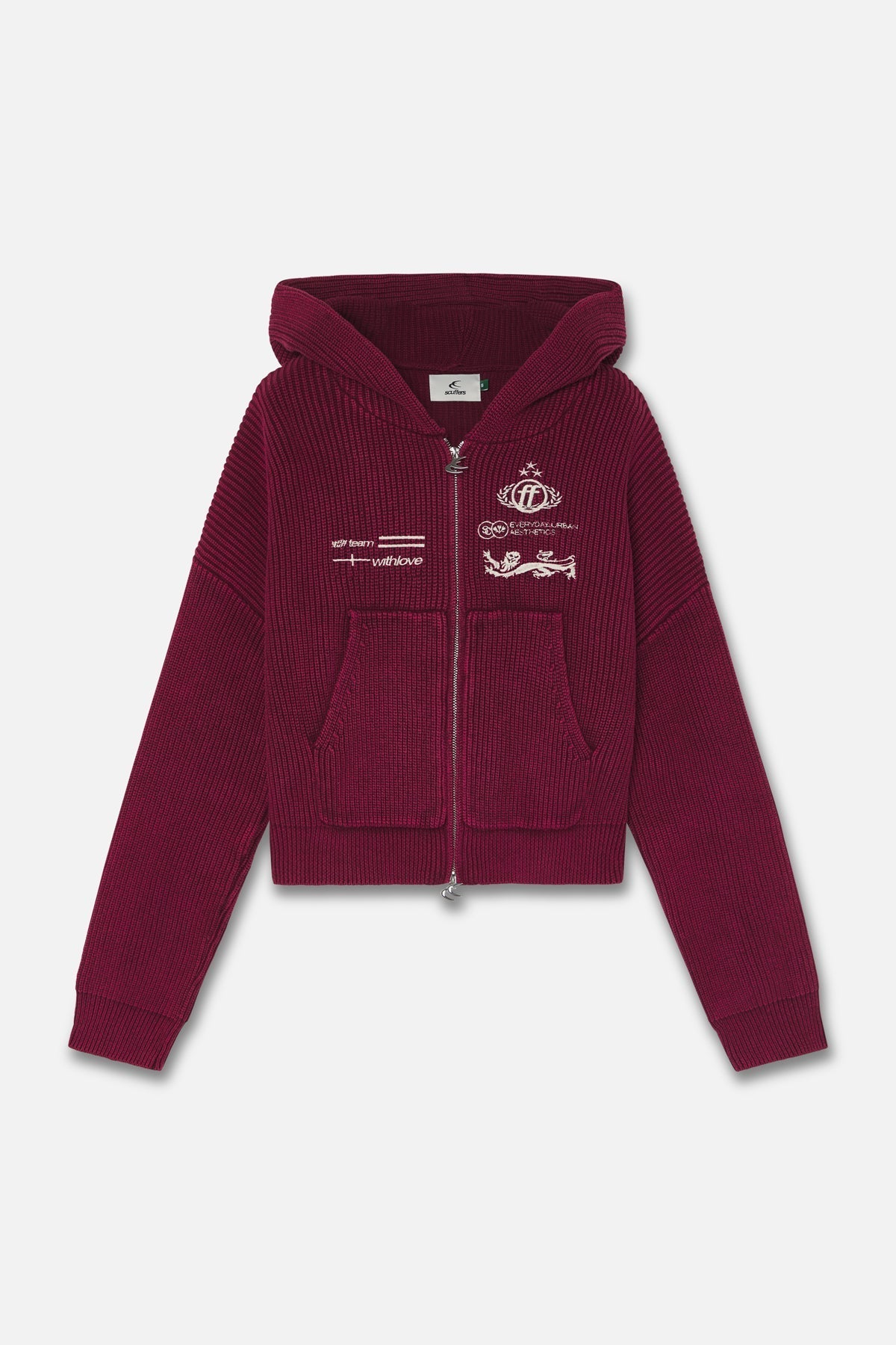 Bürgermeister Burgunder Strickreißverschluss