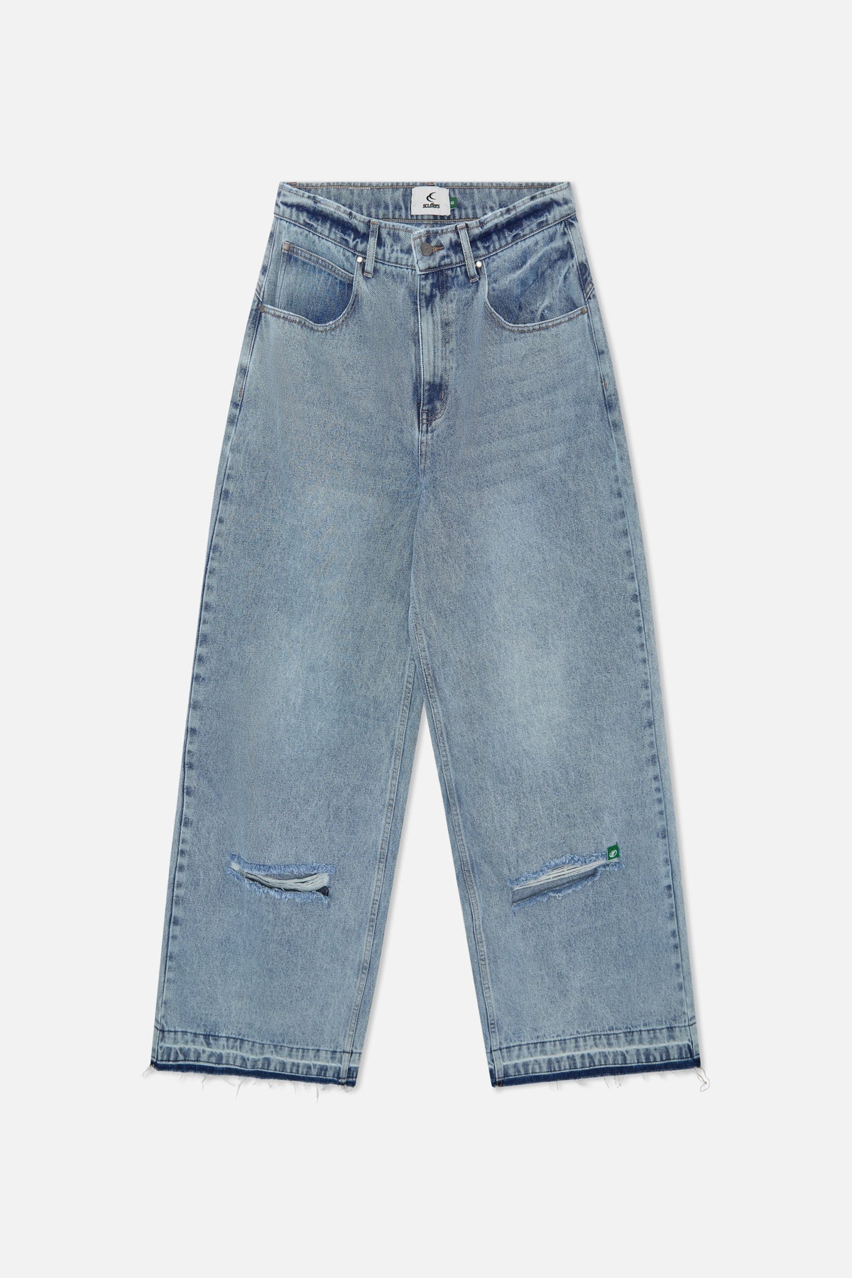 Nackte hellblaue Hose