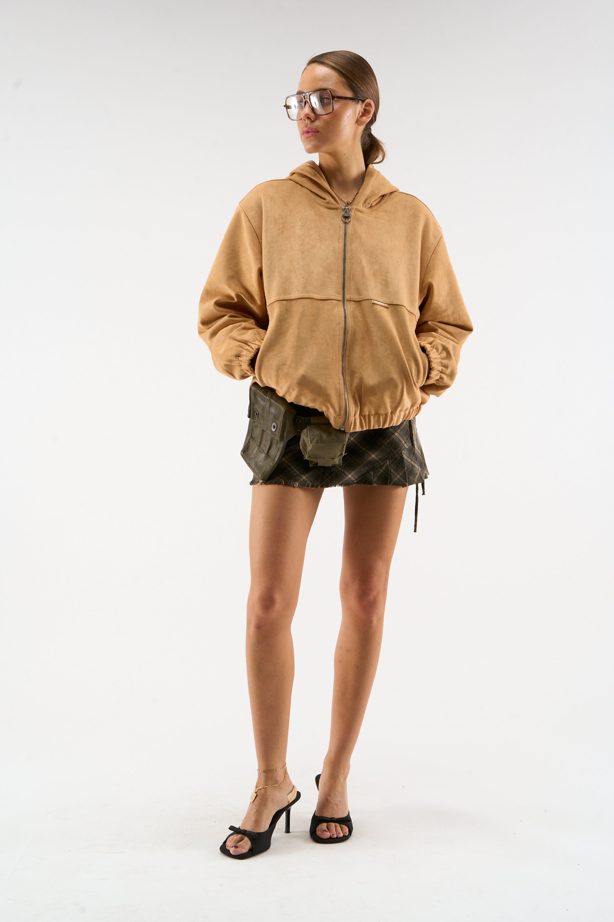 Wildleder-Arbeitsjacke in Kamelhaar