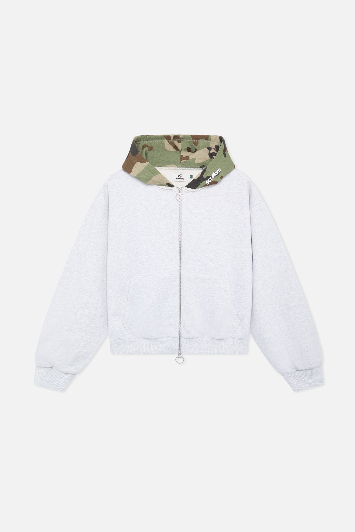 Maske hellgrauer Reißverschluss